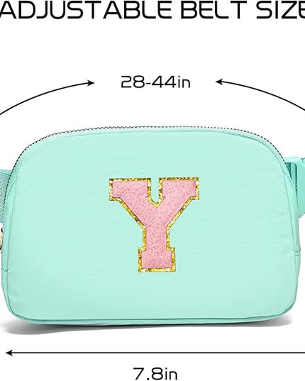 Gitus Belt Bag Fanny Pack Crossbody Bags with Initial Letter Patch Cute Stuff Birthday Gifts for Teenager Girls Trendy Preppy Stuff for Teen Girls Cool Stuff for Teens (Mint Green-Y)