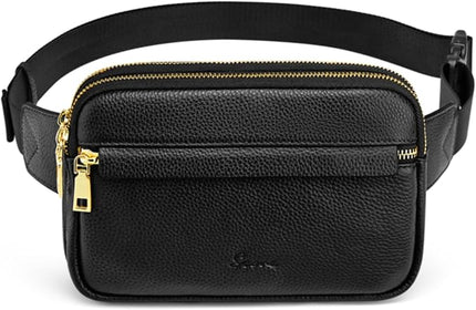 S-ZONE Fanny Packs for Women Genuine Leather RFID Blocking Crossbody Bags Purses Sling Waist Chest Bag Gifts Travel Running Adjustable Strap Men