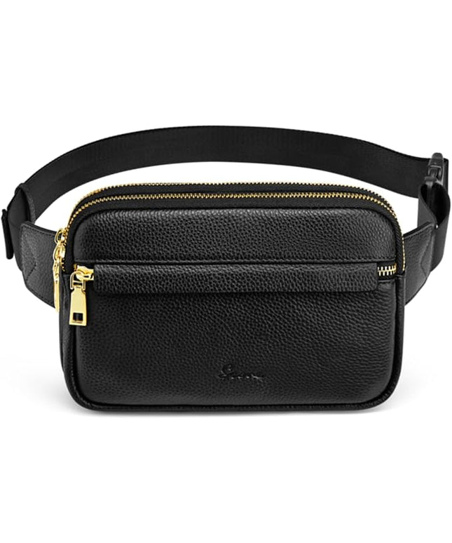S-ZONE Fanny Packs for Women Genuine Leather RFID Blocking Crossbody Bags Purses Sling Waist Chest Bag Gifts Travel Running Adjustable Strap Men