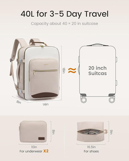 LOVEVOOK 40L Travel Backpack for Women & Men, Airline Approved Carry On Luggage with 3 Packing Cubes, TSA Overnight Bags, Waterproof Personal Item Bag, Weekender Essentials Backpacks fits 17" Laptop