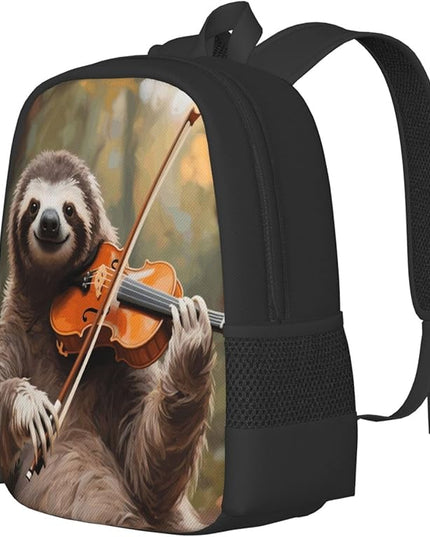 Sloth Playing Music Notebook Backpack Fits 15 Inch Laptop Lightweight Travel Backpack Casual Daypack