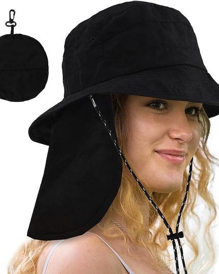 Water-Resistant Sun UPF 50+ Bucket Hat Protection Packable Brimmed Boonie for Women Men Summer Lightweight Hiking Outdoor Cap