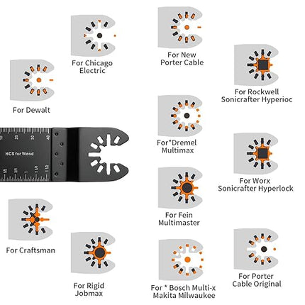 100Pcs Oscillating Tool Blades Professional Universal Oscillating Saw Blades Wood Multitool Blades Compatible with Dewalt, Milwaukee, Ryobi, Rockwell, Bosch