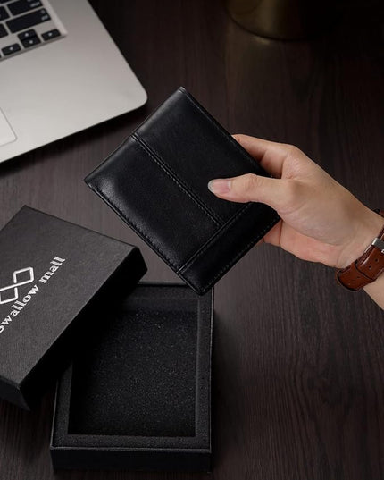 Swallowmall Mens Wallet Rfid Blocking Leather Wallet for Men Bifold Wallets with 1 ID Window 16 Card Slot