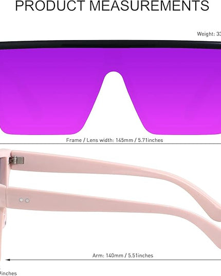 LYZOIT Square Oversized Sunglasses for Women Men Big Flat Top Fashion Shield Large UV Protection Rimless Shades