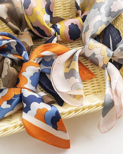 MINIDORA Satin Scarves for Women 27.5 × 27.5 inches Medium Square Elegant Silk Feeling Head Scarf