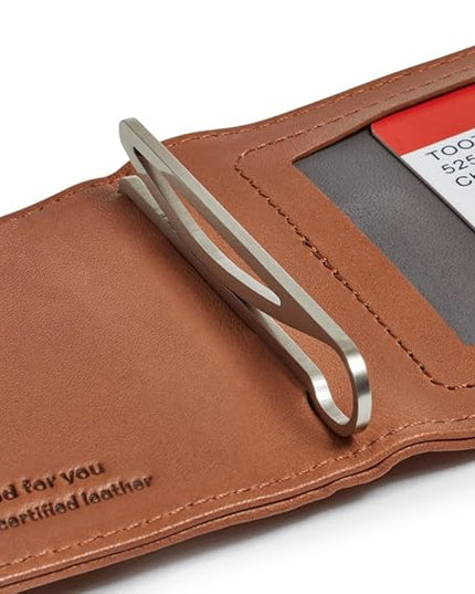 Distil Union Wally Bifold 5.0 RFID Wallet with ID Window - Slim Bifold Wallet for Men with Money Clip, Premium Leather – Minimalist RFID Card Holder - Holds 14 Cards & 30 Bills - Brown