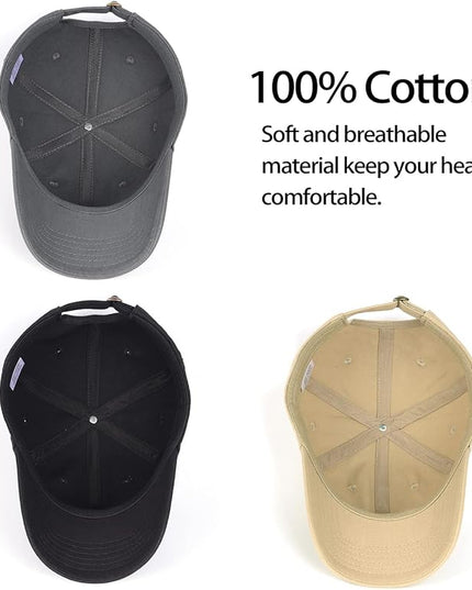 Zylioo XL XXL Oversize Baseball Cap, 100% Cotton Adjustable Dad Hat for Big Heads 23.5"-25.5", Soft Crown Large Size Cap