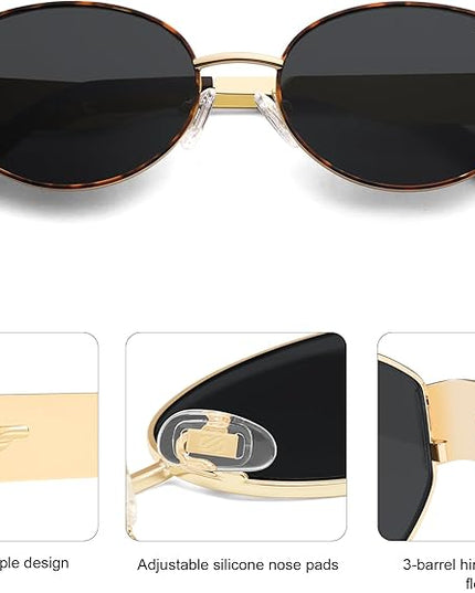 SOJOS Retro Oval Sunglasses for Women Trendy Classic Shades UV400 Protection SJ1256
