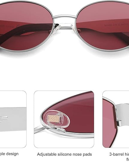 SOJOS Retro Oval Sunglasses for Women Trendy Classic Shades UV400 Protection SJ1256