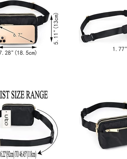 UTO Fanny Pack for Women Crossbody Trendy Fashion Belt Purse Chest Waist Hip Bumbag for Outdoor Shopping Travel Hiking