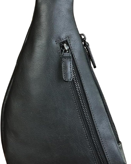 LRTO Genuine Leather Sling Bag for Men and Women Vintage Real Leather Crossbody Chest Bags Backpack Purse for Travel Hiking