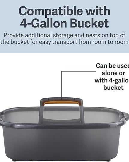 Casabella Plastic Multipurpose Cleaning Storage Caddy with Handle, 1.85 Gallon, Gray and Orange