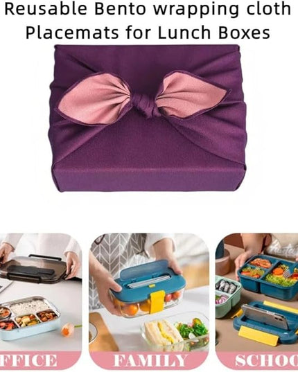 Vtrbwze Furoshiki Japanese Reversible Wrapping Cloth - Eco Reusable Gift Wrap, Large Bento Bag & Placemats for Lunch Boxes, Cakes, Wine Bottles - Purple Pink (27.6 Inches)