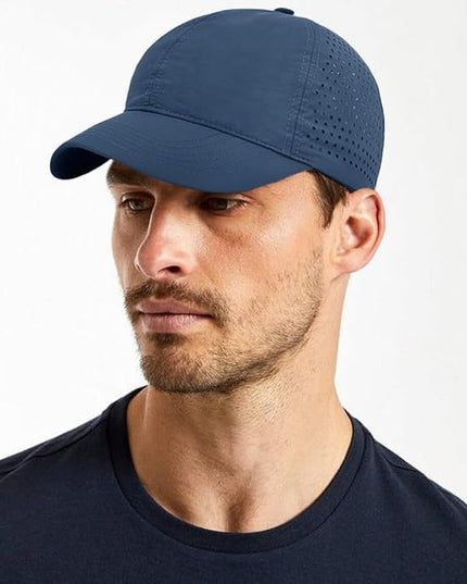 Xinveen Quick Dry Baseball Cap Curved Brim Snapback Hat Laser Cut Mesh Ball Cap Golf Ball Cap for Men Women