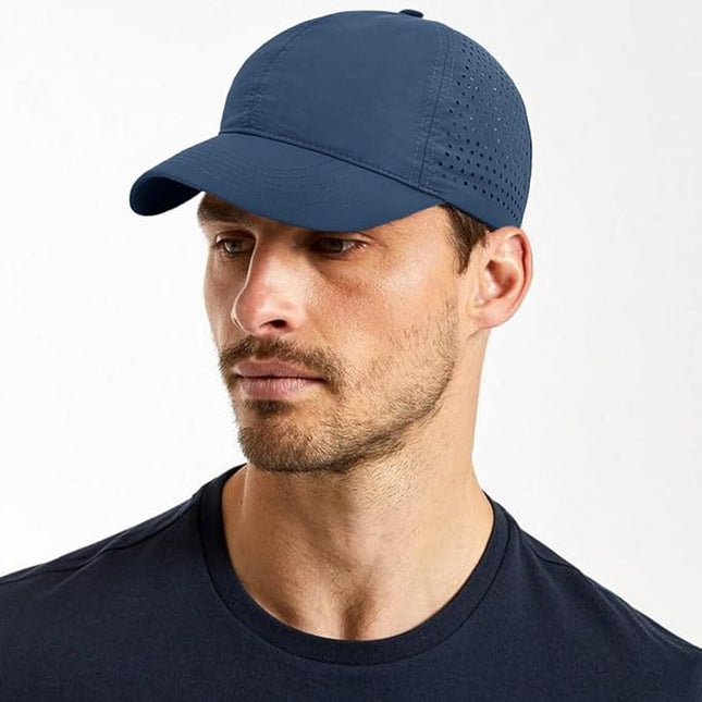 Xinveen Quick Dry Baseball Cap Curved Brim Snapback Hat Laser Cut Mesh Ball Cap Golf Ball Cap for Men Women
