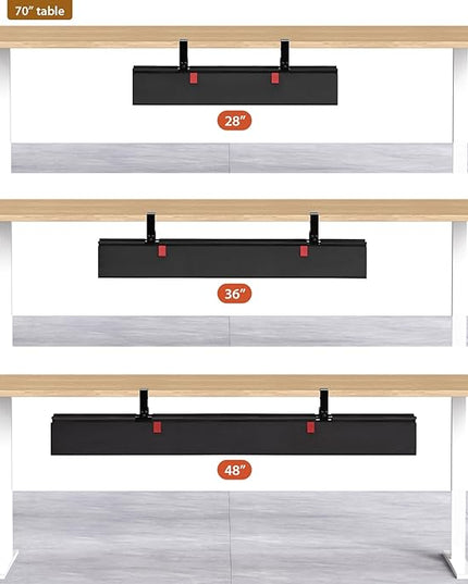 Univivi No Drill Under Desk Cable Management Tray, 36" Cord Organizer for Table, Clamp/Screw Mount Desk Cable Management, Premium Fabric Cable Management Tray for Office, Home