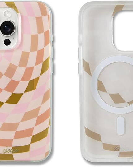 Sonix Protective Phone Case for iPhone 15 Pro | Compatible with Magsafe | 10ft Drop Tested | Checkered Neutrals