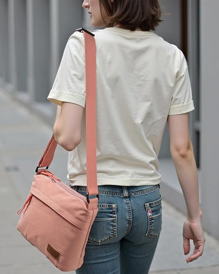 Crossbody Sling Bag Canvas Purse Small Shoulder Handbag 5 Pocket Casual Travel Messenger Hobo Bag Phone Satchel Backpack