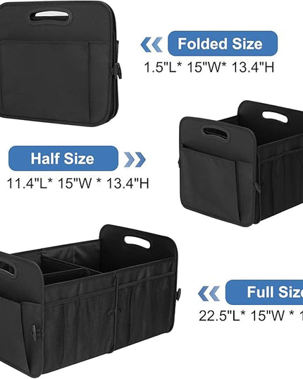 Trunk Organizer, Collapsible Waterproof Multi-Functional car Trunk Grocery Organizer Storage for SUVs & Sedans, Car Accessories for Women/Men, 3 Compartments