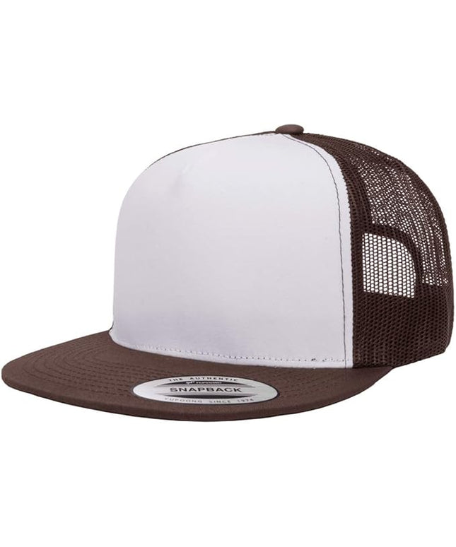 Yupoong 5-Panel YP Classic Trucker Cap | High Profile Flat Visor Snapback | OSFM | Bulk Packs Available