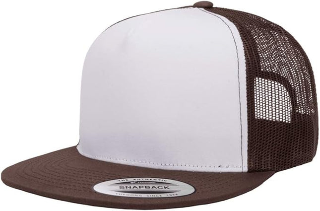 Yupoong 5-Panel YP Classic Trucker Cap | High Profile Flat Visor Snapback | OSFM | Bulk Packs Available