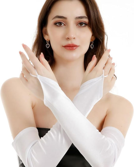 Fingerless Long Glove 1920s Satin Stretchy Elbow Length Opera Party Gloves