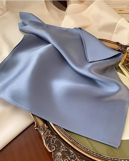 CHUNG Women's Square Satin Scarf 27.5" Bandanas Solid 50s Retro Neck Scarves Emulation Silk Handbag Hair Ribbons Necktie