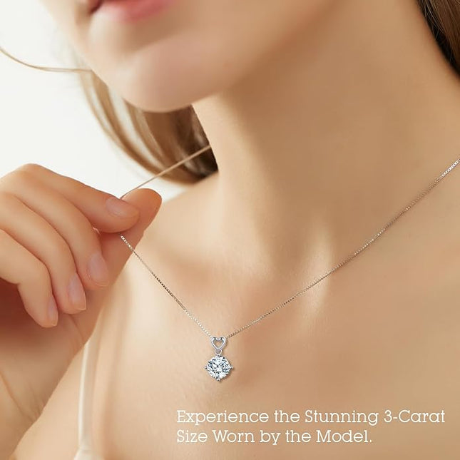Heart Pendant Necklace Gifts for Wife, 1-6 Carat Moissanite Women's Pendant Necklace, Wedding Anniversary Eternity Jewelry Present for Wife, Birthday Gifts for Her