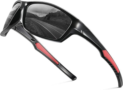 Fanshen Polarized Sunglasses for Men Women, Wrap Around Sunglasses for Mens Womens Cycling Running UV Protection