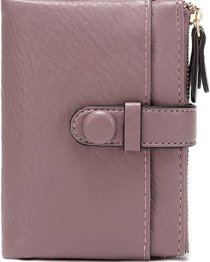 AOXONEL Women's Wallets Leather Wallets for Women Rfid Small Ladies Wallet Billfolds for Women,Trifold Mini Wallets for Women with Double Zipper Coin Pocket (Purple)