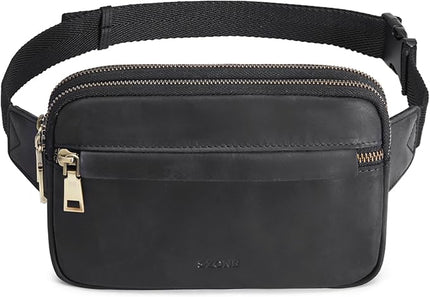 S-ZONE Fanny Packs for Women Genuine Leather RFID Blocking Crossbody Bags Purses Sling Waist Chest Bag Gifts Travel Running Adjustable Strap Men