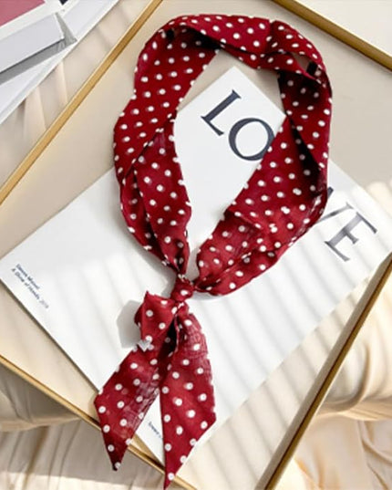 JERLA Women 100% Mulberry silk Scarf Long Large Lightweight Scarves Fashion Women Soft polka dot Print Neckerchief