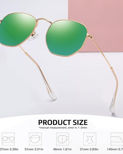 MEETSUN Polarized Hexagon Sunglasses for Women Men Polygon Square Sun Glasses UV400 Protection Metal Frame