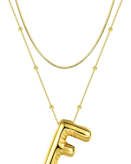 LUCA SMITH Initial Necklaces for Women, Dainty Balloon Bubble Letter, Name Letter Alphabet Pendant Layered Choker Chain Jewelry Gift
