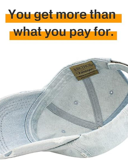KBETHOS Vintage Washed Distressed Cotton Dad Hat Baseball Cap Adjustable Polo Trucker Unisex Style Headwear