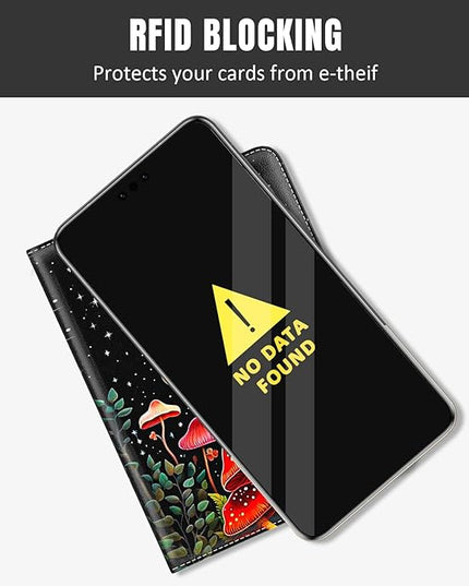 Rimilak Passport Holder, RFID Blocking Passport Cover Wallet Travel Essentials, Leather Travel Air Ticket Documents Organizer Protector for Women and Men, Red Mushroom
