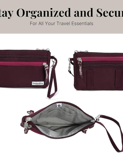 Baggallini Anti-theft RFID Currency Organizer 8"x4.25" Travel Accessory Passport Holder Money Belt Wallet w/Card Slots