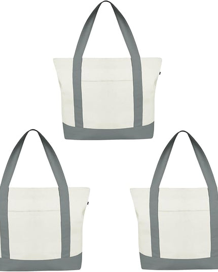 Eco Right Canvas Tote Bag for Women with Zip & Inner Pocket, 100% Organic Cotton Tote Bags for Men, Shopping, Beach
