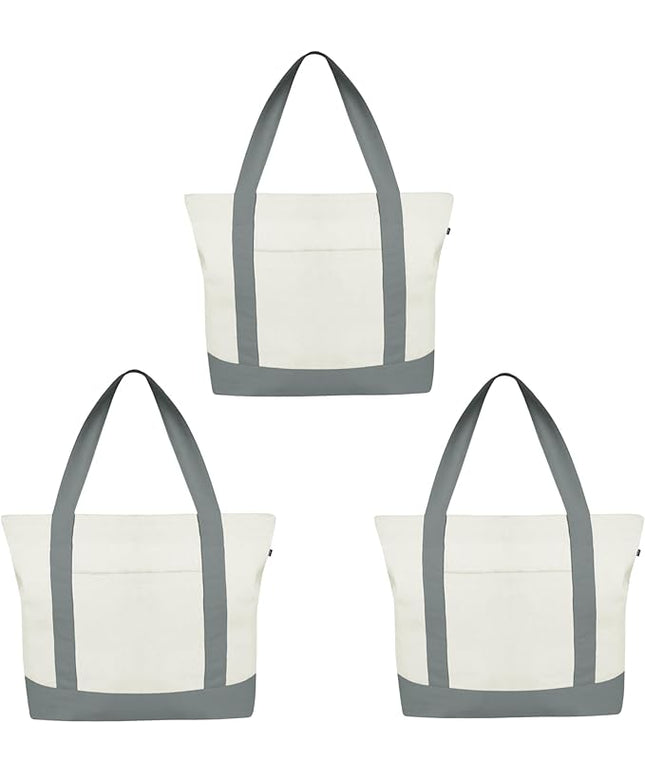Eco Right Canvas Tote Bag for Women with Zip & Inner Pocket, 100% Organic Cotton Tote Bags for Men, Shopping, Beach