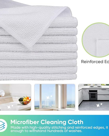 HOMEXCEL White Microfiber Cleaning Cloth, 24 Pack Cleaning Towels for Kitchen, Lint Free, Scratch-Free, Highly Absorbent, and Reusable Cleaning Rags for House, Window and Glass, Cars, 11.5 X11.5 inch