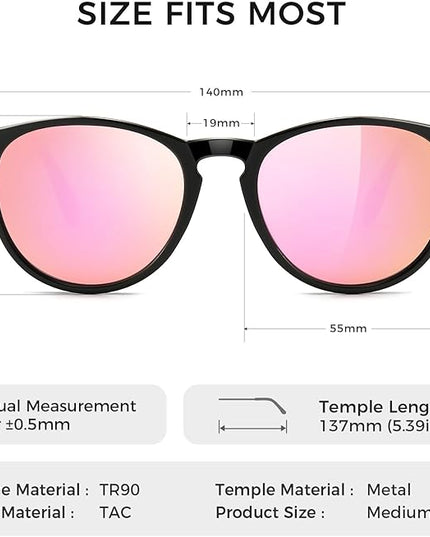 SUNGAIT Premium Vintage Round Sunglasses for Women Men Classic Retro Trendy Style