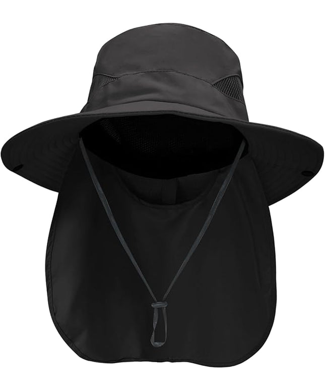 NPQQUAN Sun Hats for Men Women with Neck Flap UPF 50+ UV Protection Wide Brim Bucket Hat Safari Hiking Fishing Hats