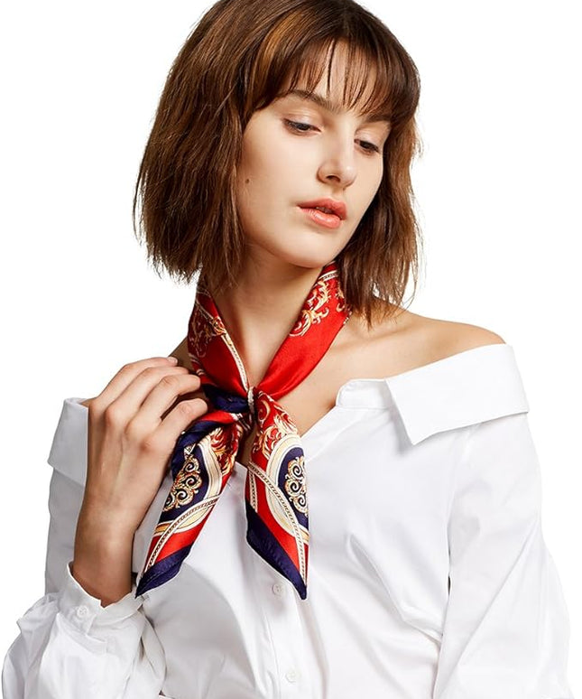 ANDANTINO 100% Mulberry Silk Scarf -21” Lightweight Square Neckerchief – Breathable Digital Printed Scarves with Gift Packed