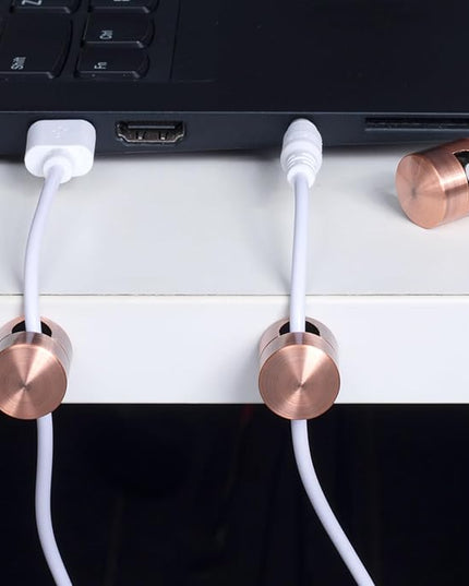 3 Sets Charger Holders for Cords, Red Bronze Color Adjustable Cable Anchor Holders, Adhesive Metal Cord Clips, Cable Management Wire Organizers for Desk, Office, Nightstand