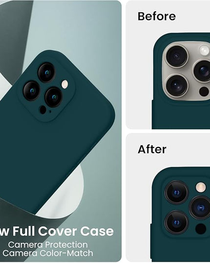 FireNova Designed for iPhone 15 Pro Max Case, Silicone Upgraded [Camera Protection] Phone Case with [2 Screen Protectors], Soft Anti-Scratch Microfiber Lining Inside, 6.7 inch, Teal