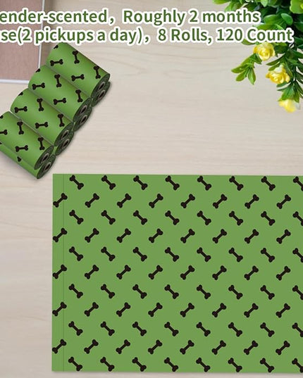 Green Dog Poo Bags Lavender scent -120 Large Biodegradable Poop Bags, Extra Thicken Strong Corn Starch Blended Compostable Leak Proof Poop Waste Bag for Dogs