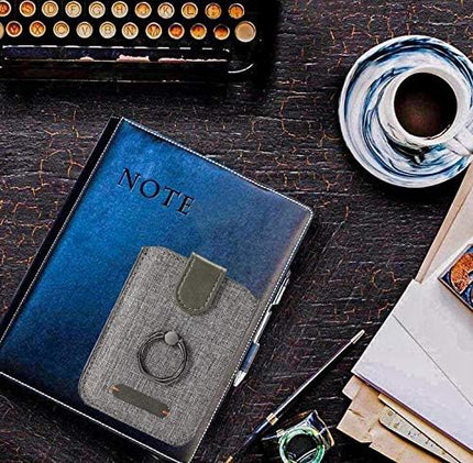 BIAJIYA Card Holder for Back of Phone RFID 5 Pull Credit Card Cash Cell Wallet Pocket Canva Leather Case for Smartphones (Gray)