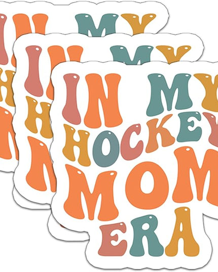 (3Pcs) in My Hockey Mom Era Sticker Hockey Sticker Hockey Decals Waterproof Vinyl Decal for Book, Laptop, Phones, Tumblers, Water Bottles, Hockey Gifts for Mom Mama, 3" x 2.8"