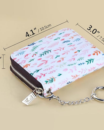 FurArt Zipper Wallet Women, RFID Blocking Credit Card Wallet, Business Card Holder, Compact Size KeyChain Wallet